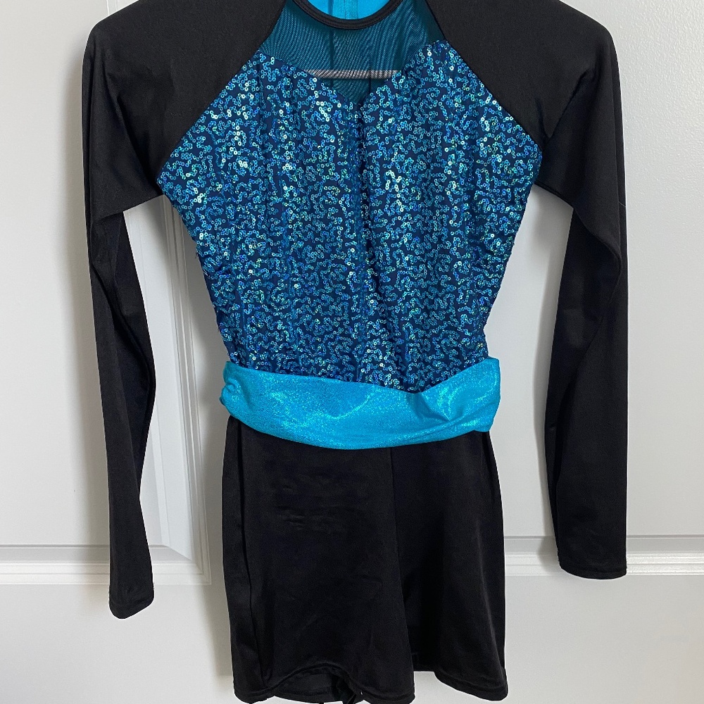 Just For Kix Mirage Biketard Turquoise & Black Size Medium